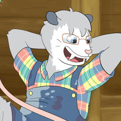 An anthropomorphic opossum